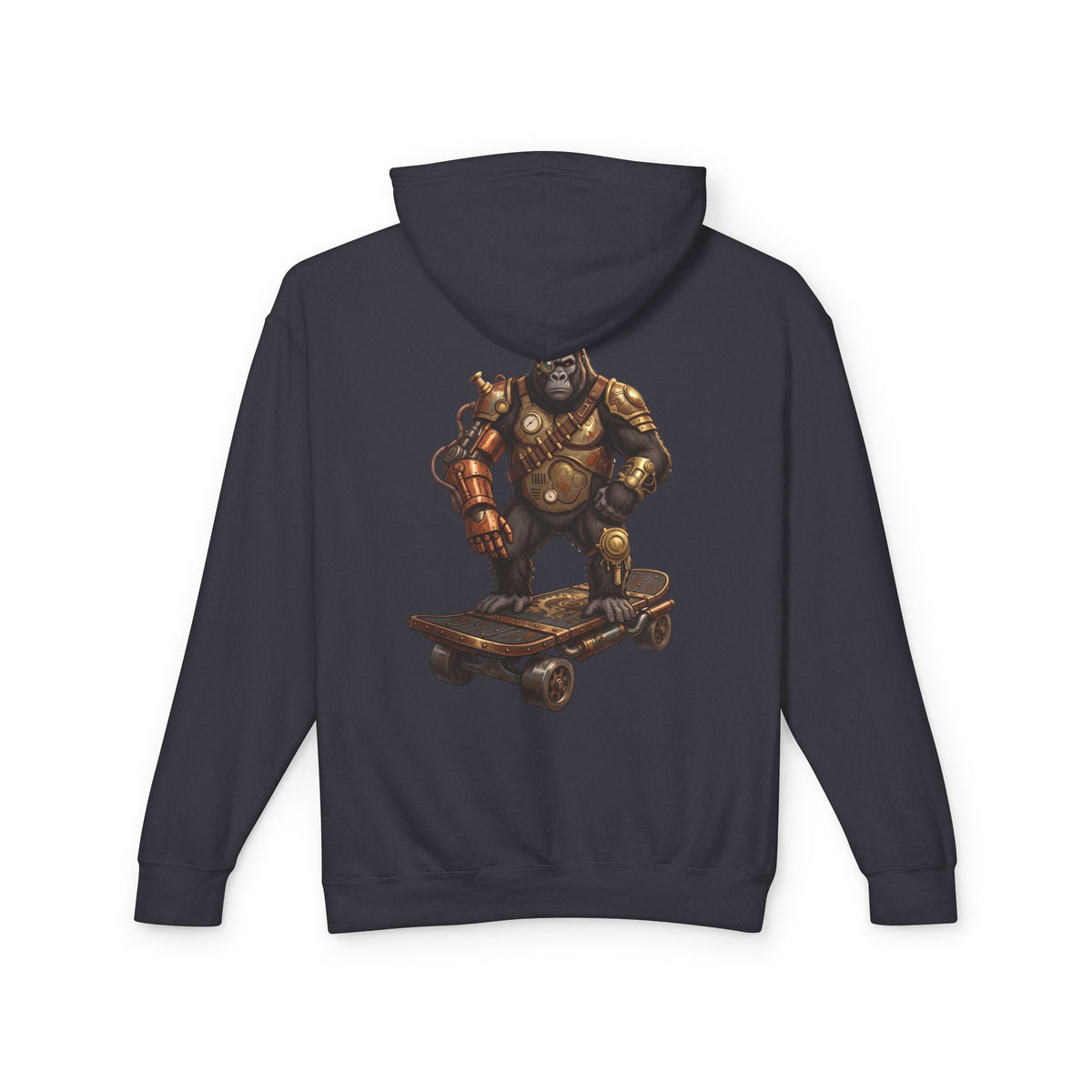 Steampunk Gorilla Skateboard Lightweight Hooded Sweatshirt