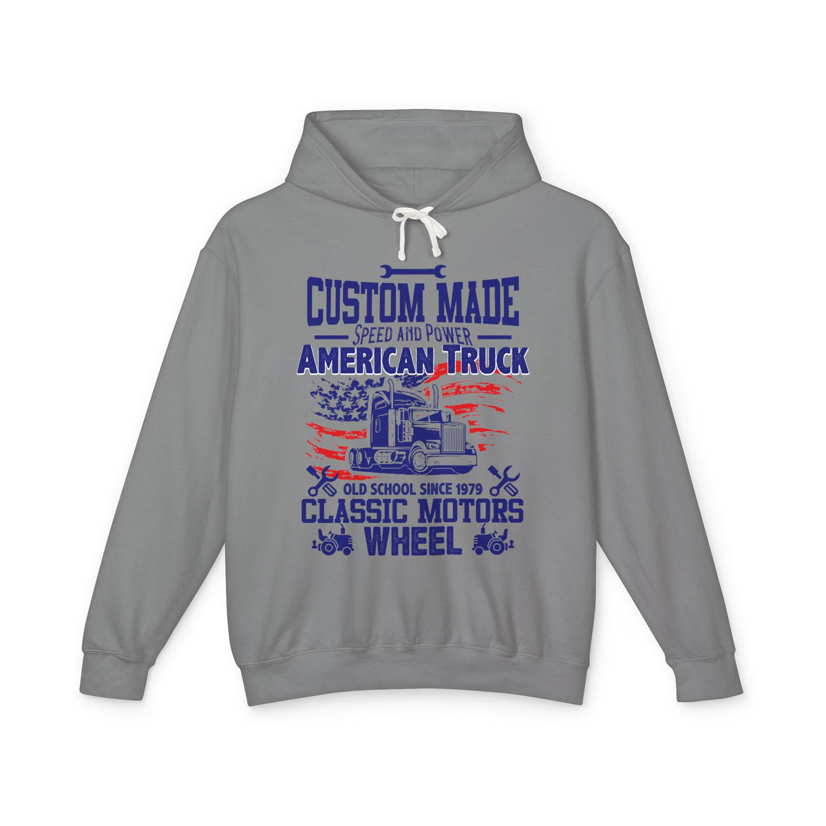 Custom Made Speed And Power American Truck Lightweight Hooded Sweatshirt
