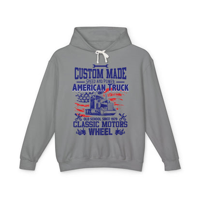Custom Made Speed And Power American Truck Lightweight Hooded Sweatshirt