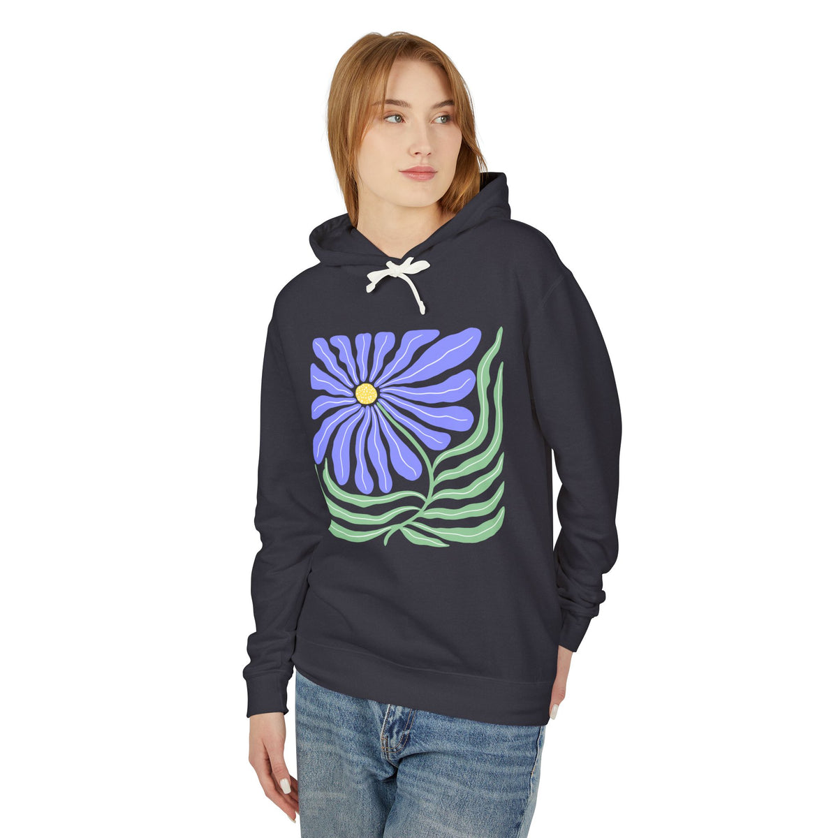 Floral Daisy Lightweight Women's Hooded Sweatshirt