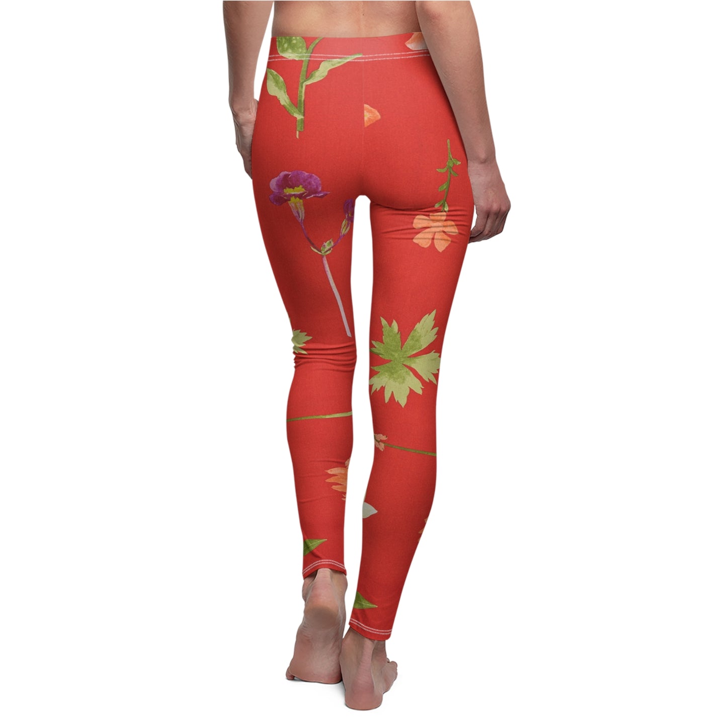 Floral Red All-Over Print Women's Casual Leggings