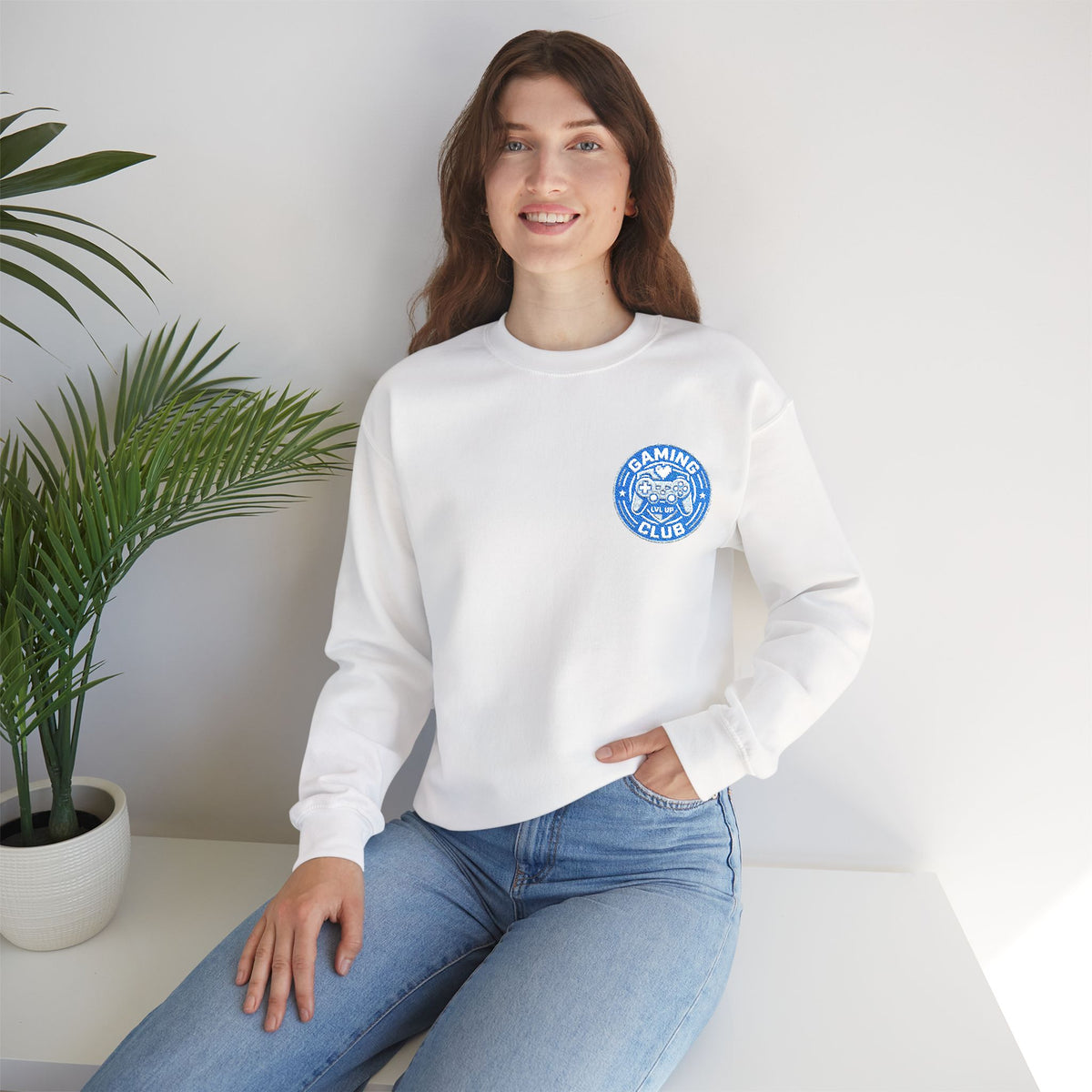 Gaming Club Embroidered Chest Logo Crewneck Sweatshirt