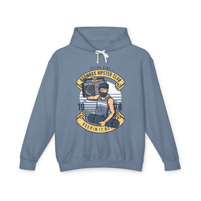 Retro Vibe Hipster Boombox Club Lightweight Hooded Sweatshirt