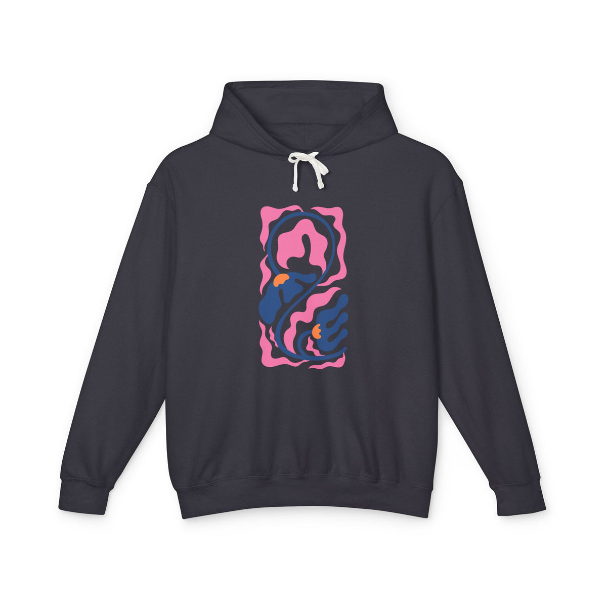 Pink Nautical Wave Graphic Lightweight Women's Hooded Sweatshirt