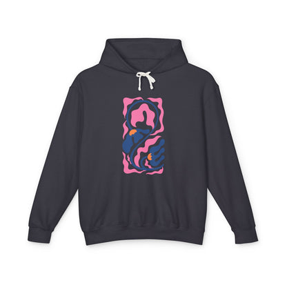 Pink Nautical Wave Graphic Lightweight Women's Hooded Sweatshirt