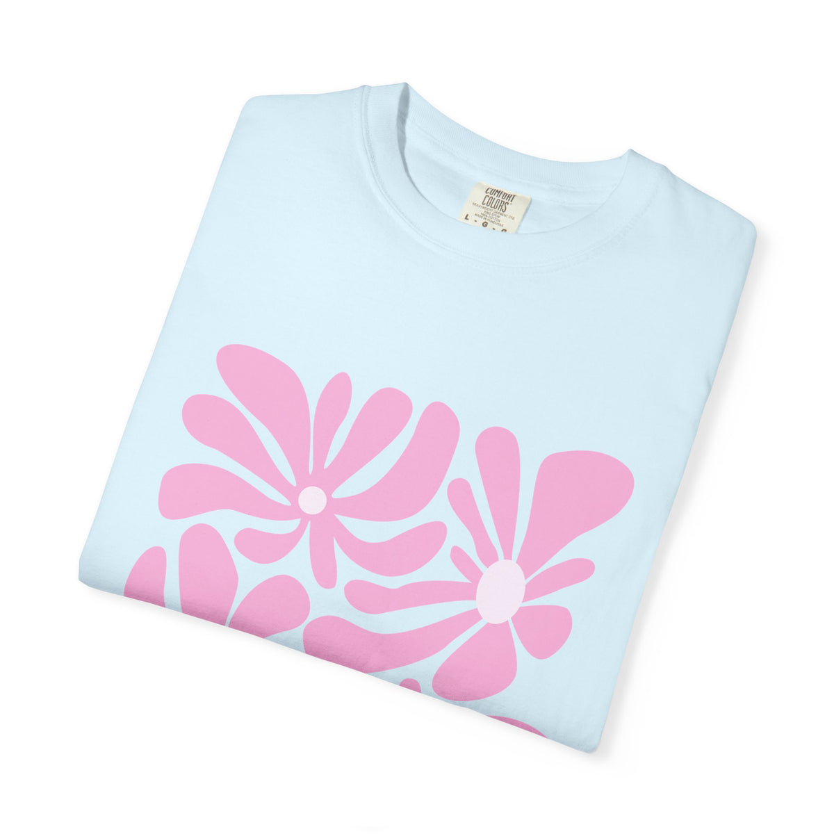 Pink Retro Floral Garment-Dyed Women's T-Shirt