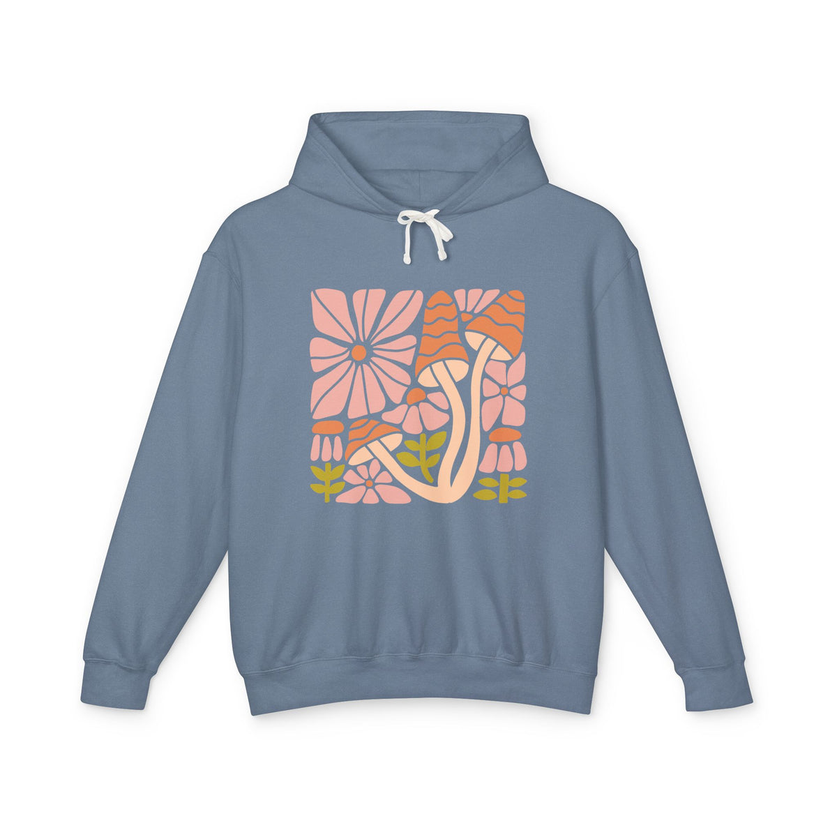 Floral Retro Waves Lightweight Women's Hooded Sweatshirt