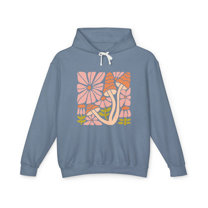 Floral Retro Waves Lightweight Women's Hooded Sweatshirt