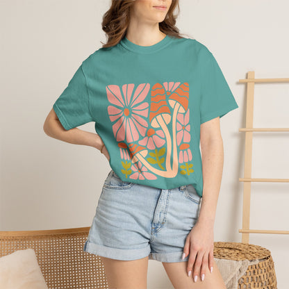 Floral Retro Waves Garment-Dyed Women's T-Shirt