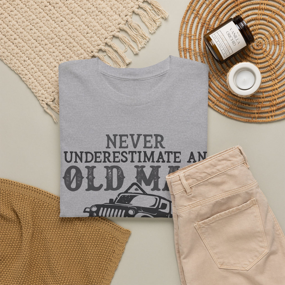 Never Underestimate An Old Man With A Jeep T-Shirt