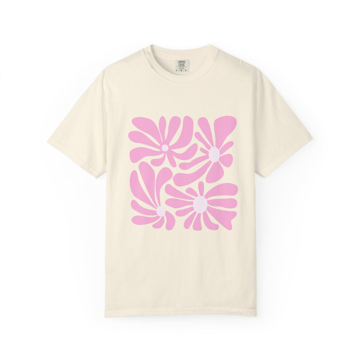 Pink Retro Floral Garment-Dyed Women's T-Shirt