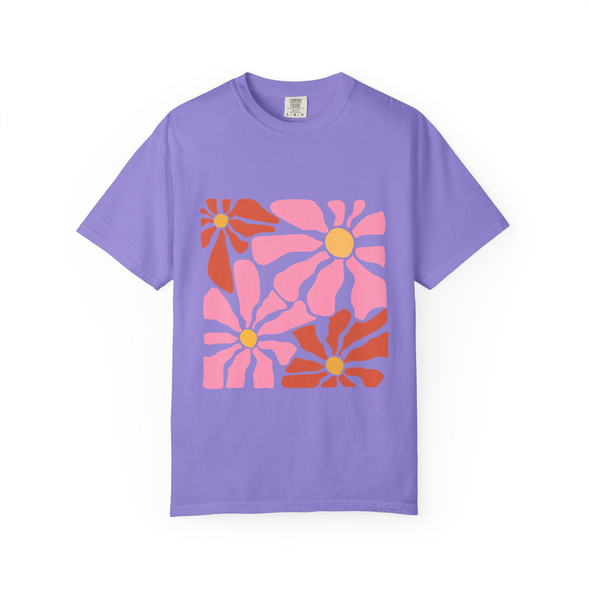 Retro Pink Daisy Graphic Garment-Dyed Women's T-Shirt
