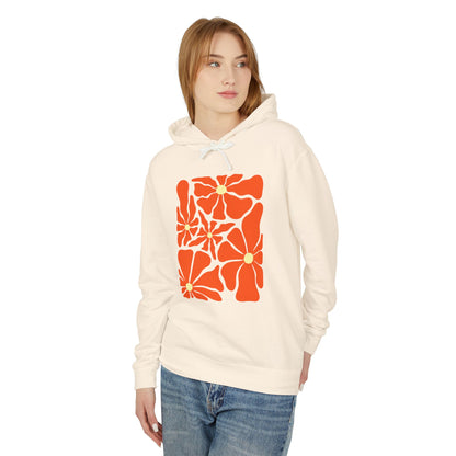 Retro Orange Floral Lightweight Women's Hooded Sweatshirt