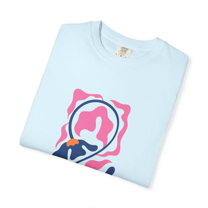 Pink Nautical Wave Graphic Garment-Dyed Women's T-Shirt