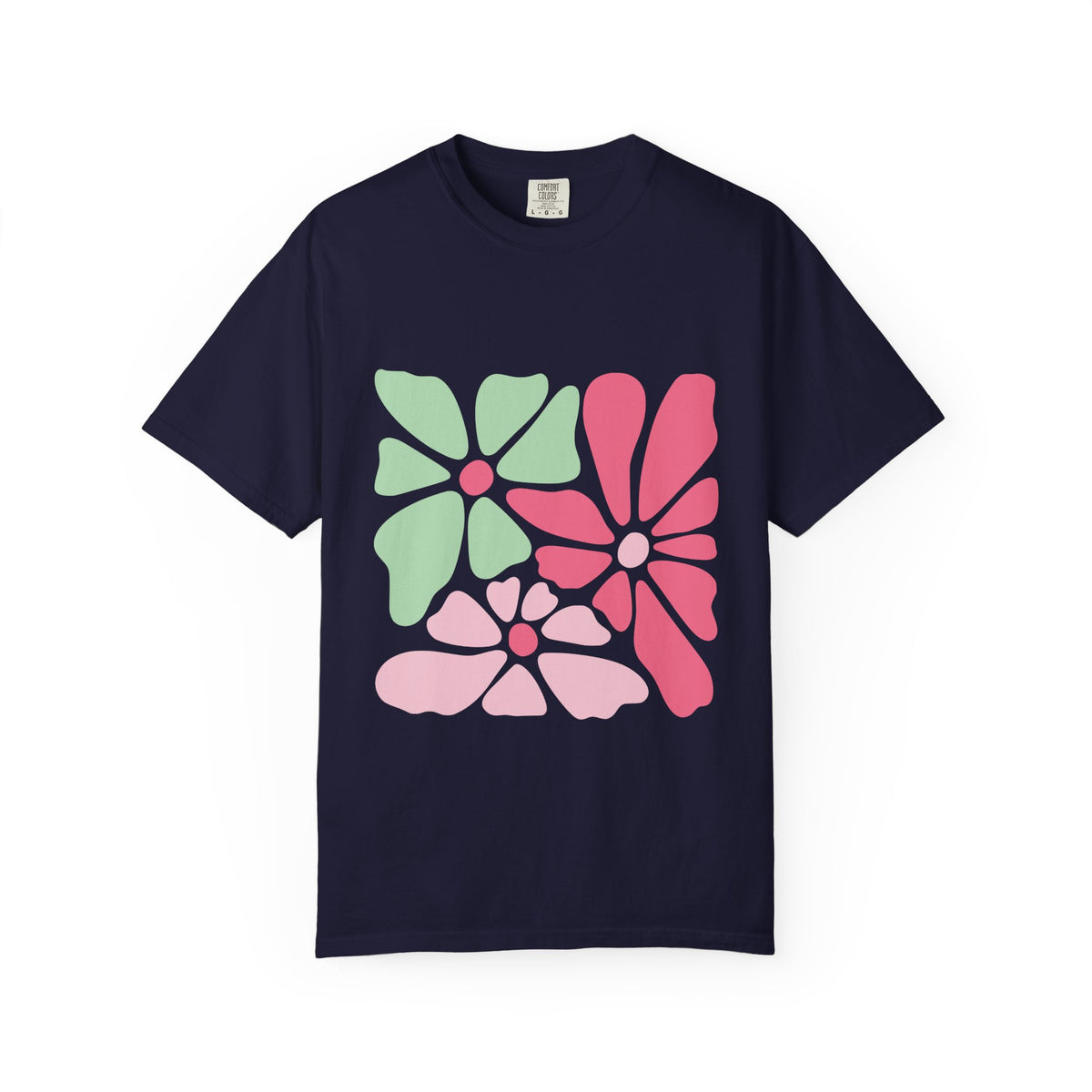 Floral Retro Block Print Garment-Dyed Women's T-Shirt
