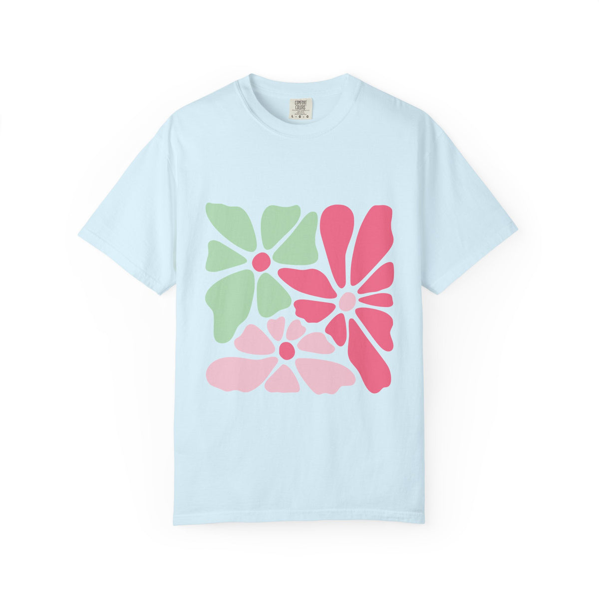 Floral Retro Block Print Garment-Dyed Women's T-Shirt