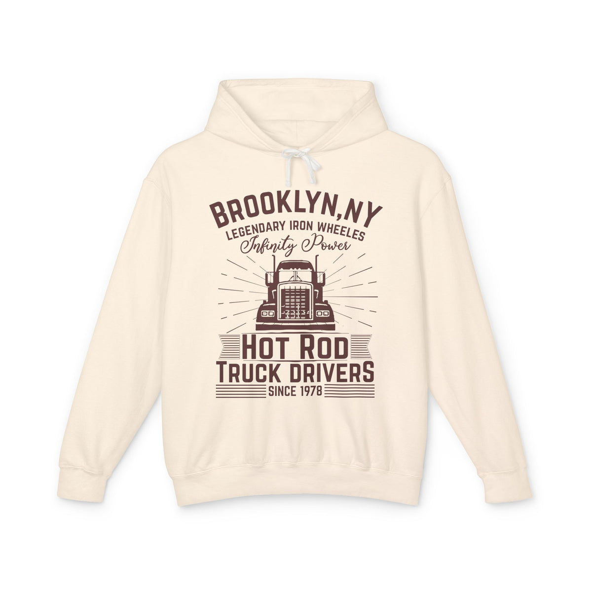 Brooklyn NY Hot Rod Truck Drivers Lightweight Hooded Sweatshirt