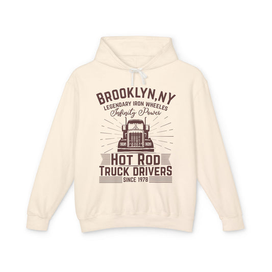 Brooklyn NY Hot Rod Truck Drivers Lightweight Hooded Sweatshirt