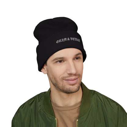 Grim & Velvet Heart Soul Embroidered Cuffed Beanie