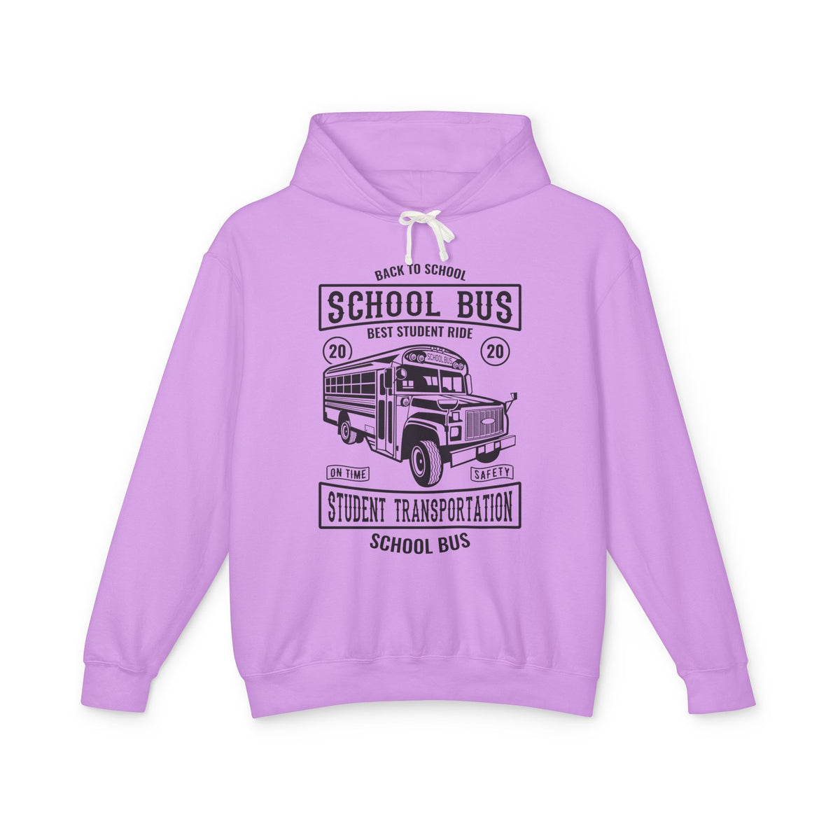 Back To School Bus Transportation Lightweight Hooded Sweatshirt