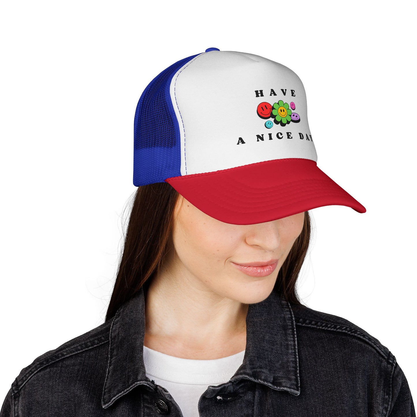 Have A Nice Day Smiley Flower Trucker Women's Cap