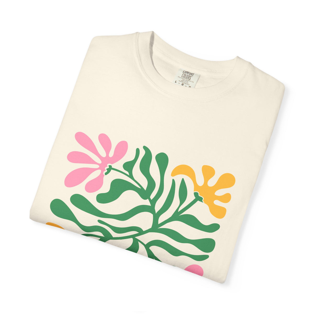 Floral Cutout Abstract Garment-Dyed Women's T-Shirt