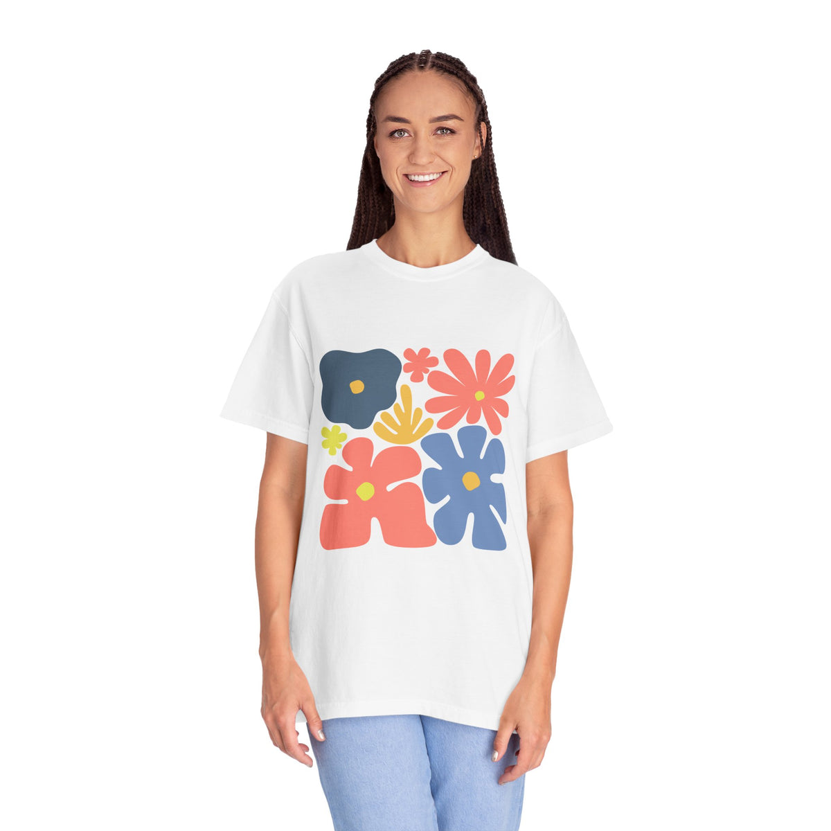 Colorful 70s Bloom Garment-Dyed Women's T-Shirt