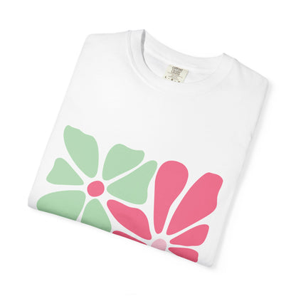 Floral Retro Block Print Garment-Dyed Women's T-Shirt