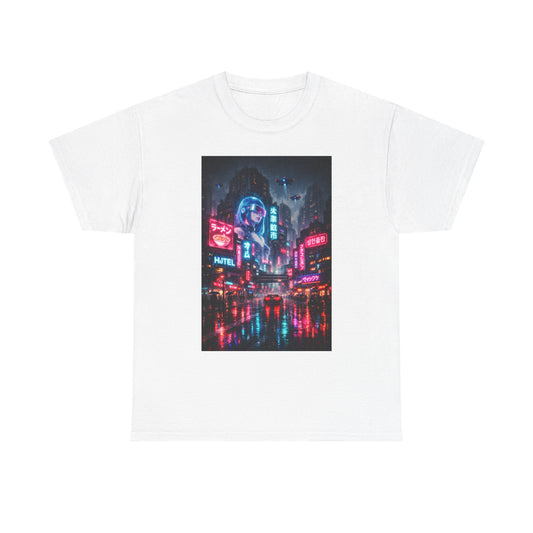 Neon Cyberpunk Cityscape Graphic Men's Tee