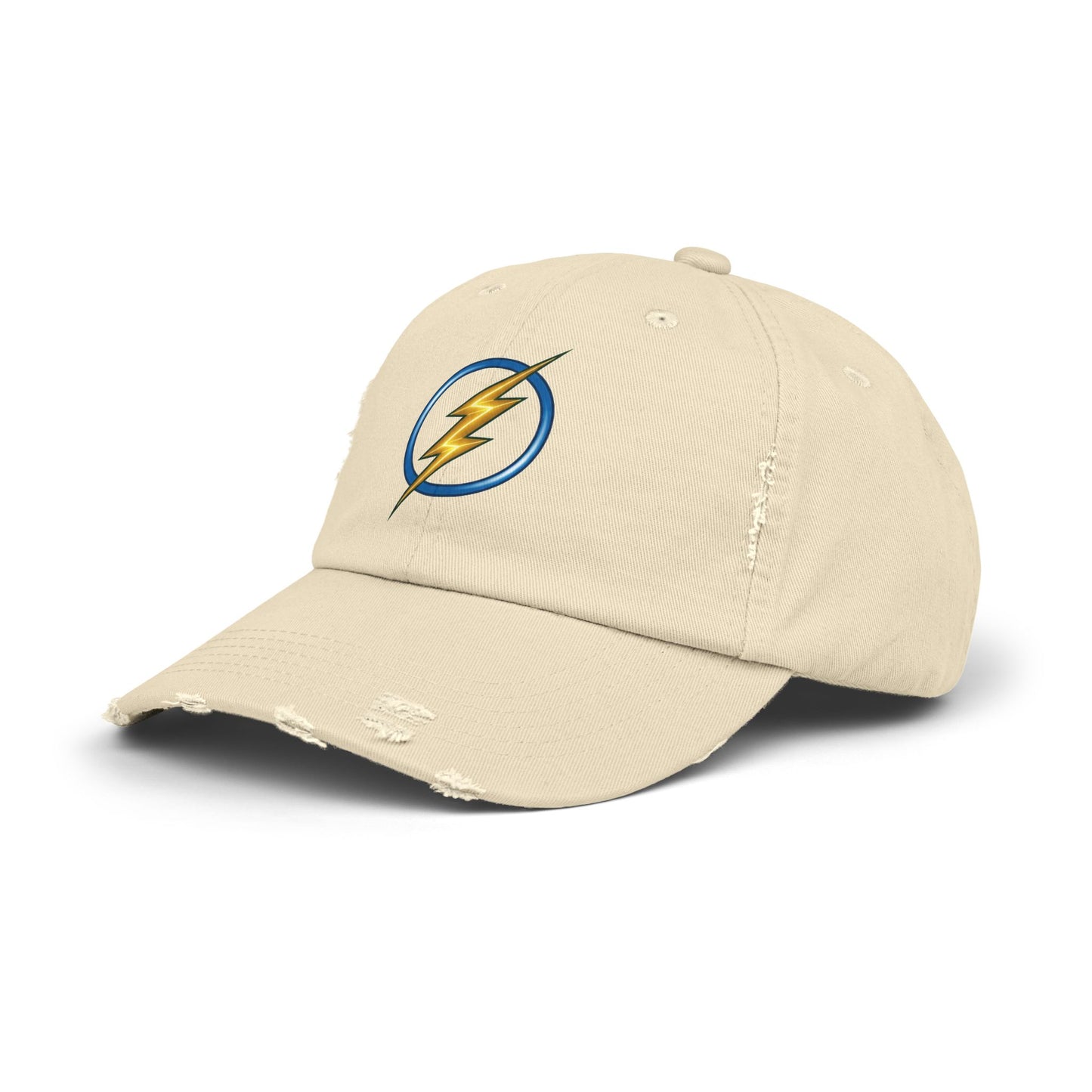 Lightning Bolt Logo Distressed Baseball Cap