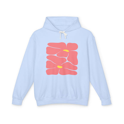 Pink Retro Flowers Graphic Lightweight Women's Hooded Sweatshirt