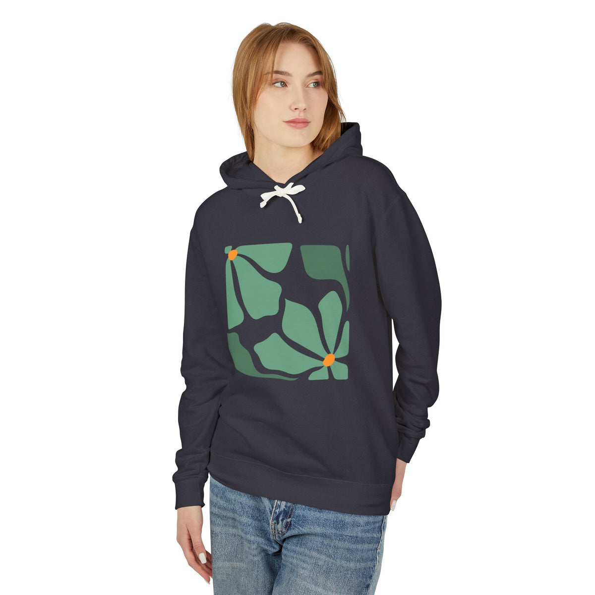 Abstract Botanical Floral Lightweight Women's Hooded Sweatshirt