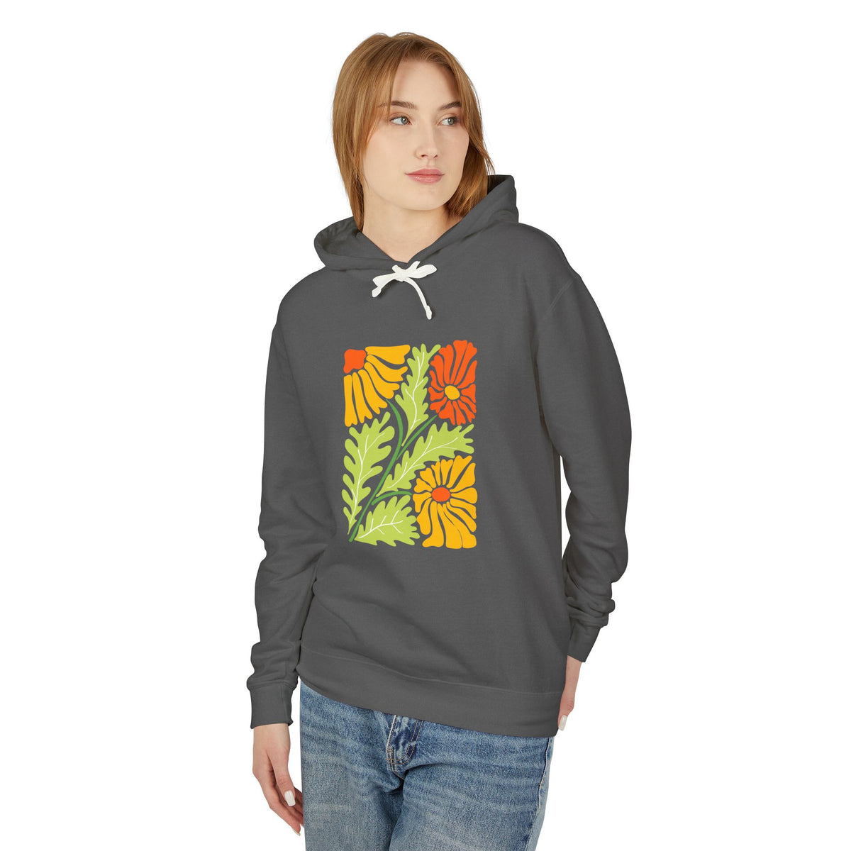 Colorful Floral Garden Lightweight Women's Hooded Sweatshirt