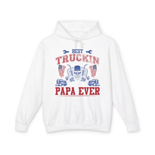 Best Truckin Papa Ever Lightweight Hooded Sweatshirt