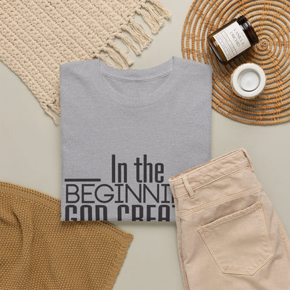 "In the Beginning God Created the Heaven and Earth" Script T-Shirt