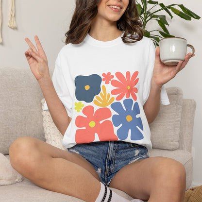 Colorful 70s Bloom Garment-Dyed Women's T-Shirt