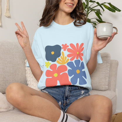 Colorful 70s Bloom Garment-Dyed Women's T-Shirt