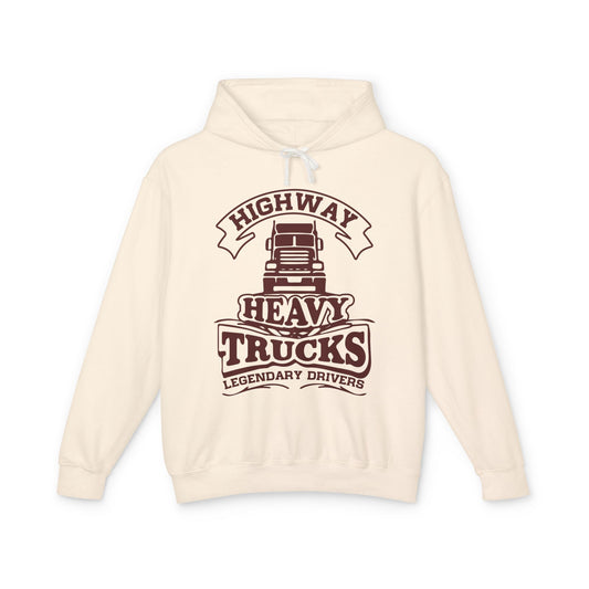 Highway Heavy Trucks Lightweight Hooded Sweatshirt