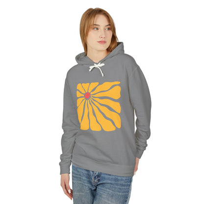 Minimal Yellow Floral Graphic Lightweight Women's Hooded Sweatshirt
