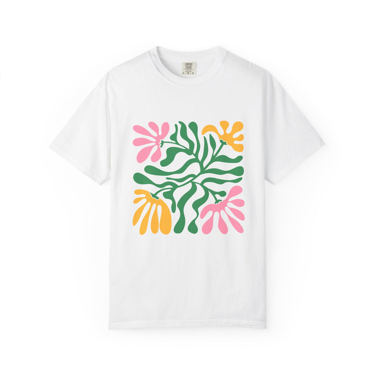 Floral Cutout Abstract Garment-Dyed Women's T-Shirt