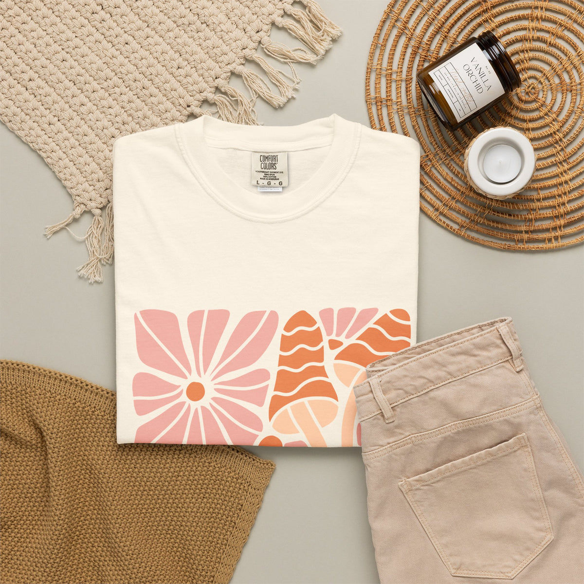 Floral Retro Waves Garment-Dyed Women's T-Shirt