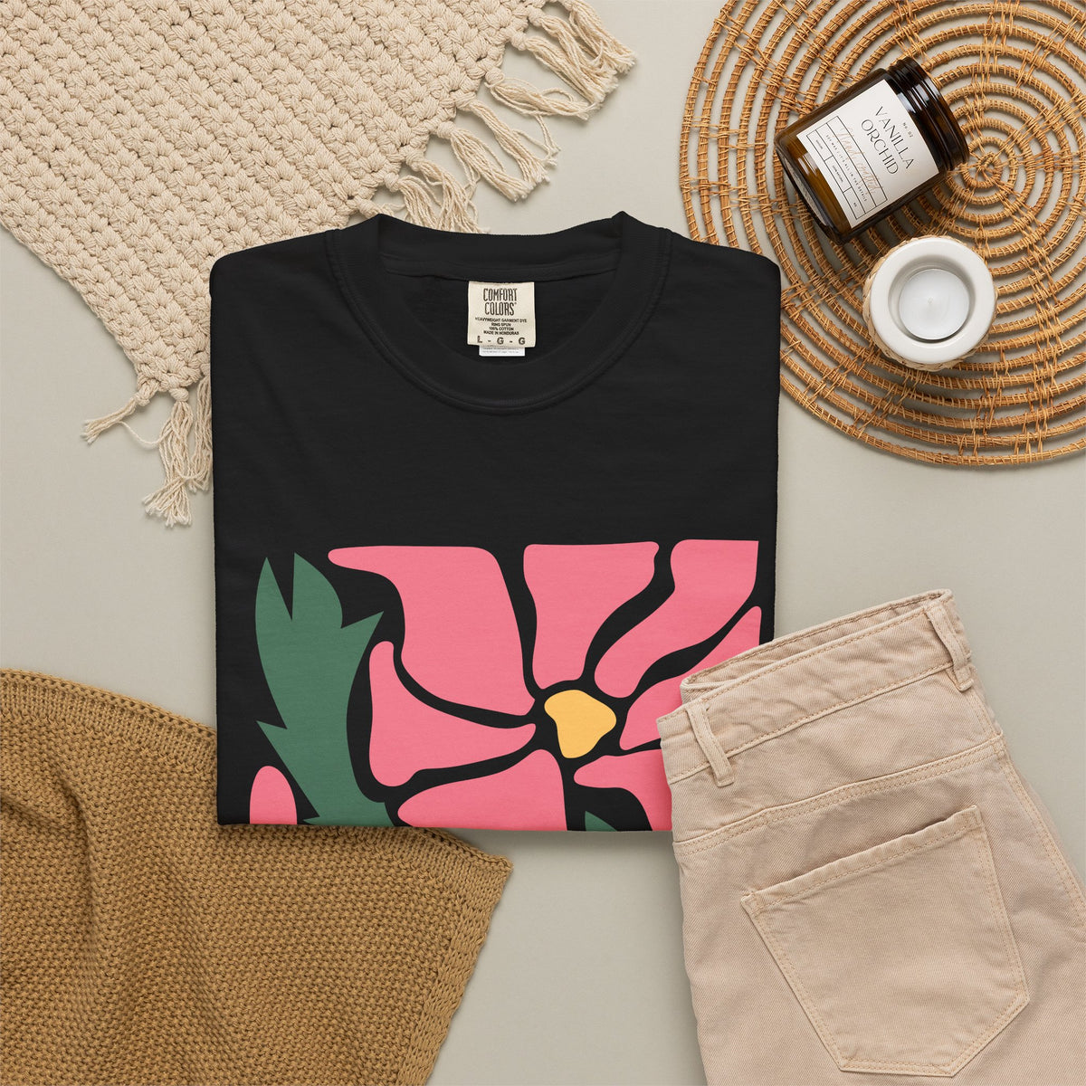 Pink Garden Graphic Garment-Dyed Women's T-Shirt