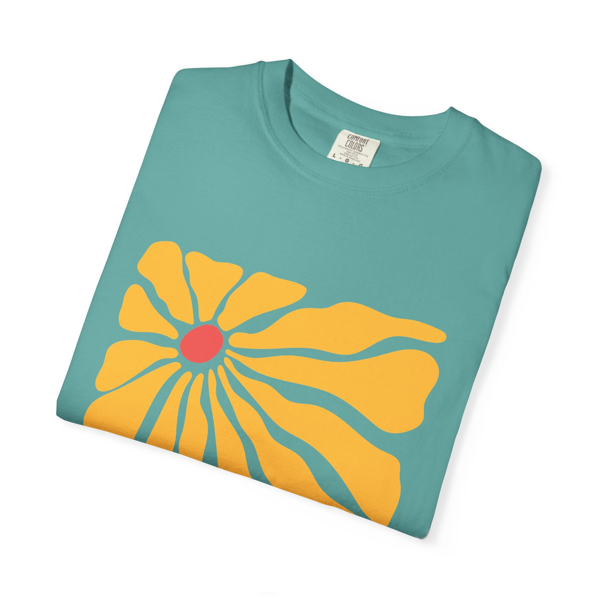 Minimal Yellow Floral Graphic Garment-Dyed Women's T-Shirt
