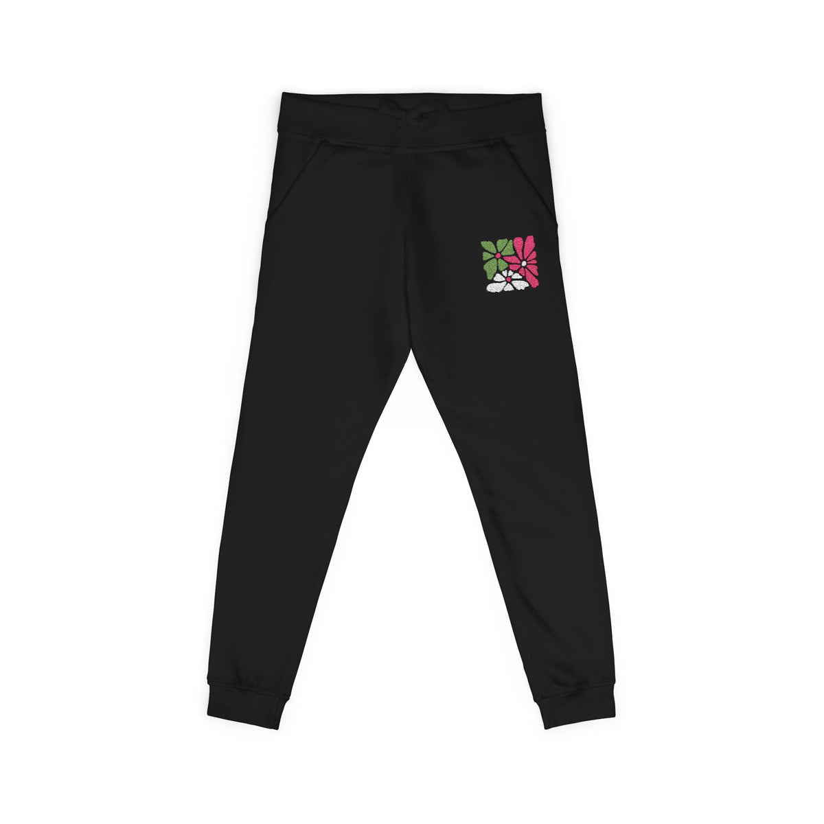 Floral Retro Block Print Embroidered Women's Fleece Sweatpants