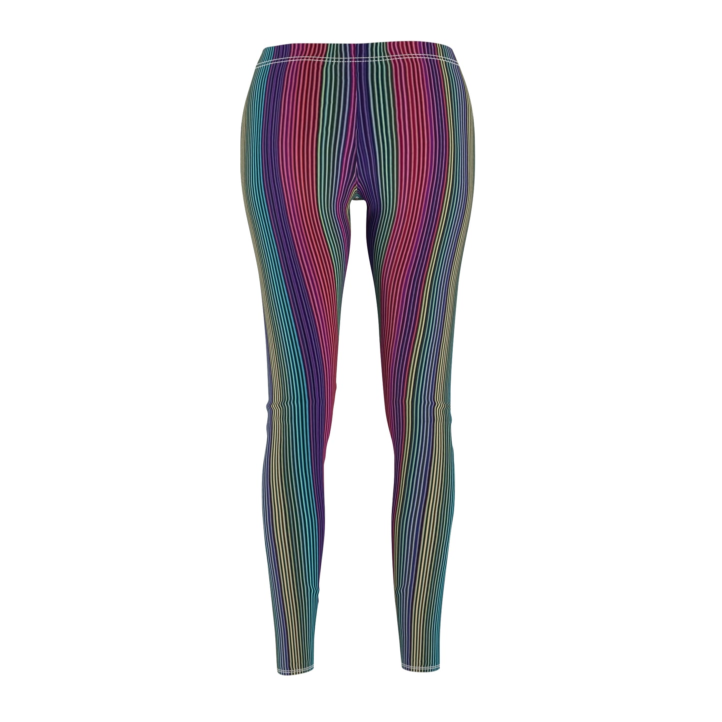 Vertical Striped Rainbow Women's Casual Leggings
