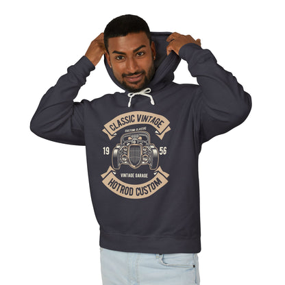 "Classic Vintage Hotrod Custom 1956" Graphic Lightweight Hooded Sweatshirt