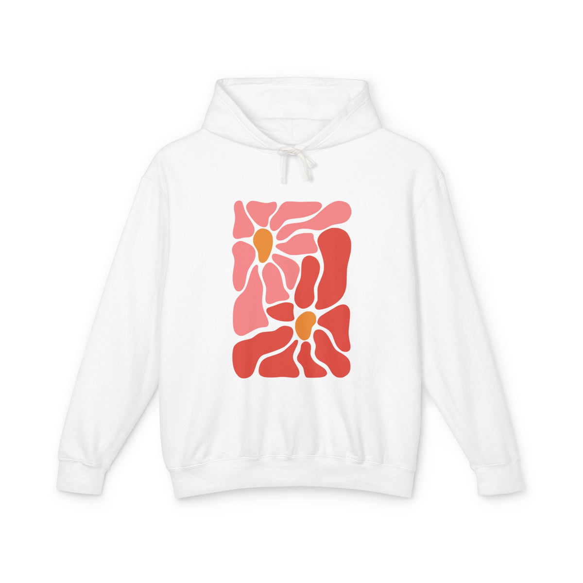 Pink Retro Flower Graphic Lightweight Women's Hooded Sweatshirt