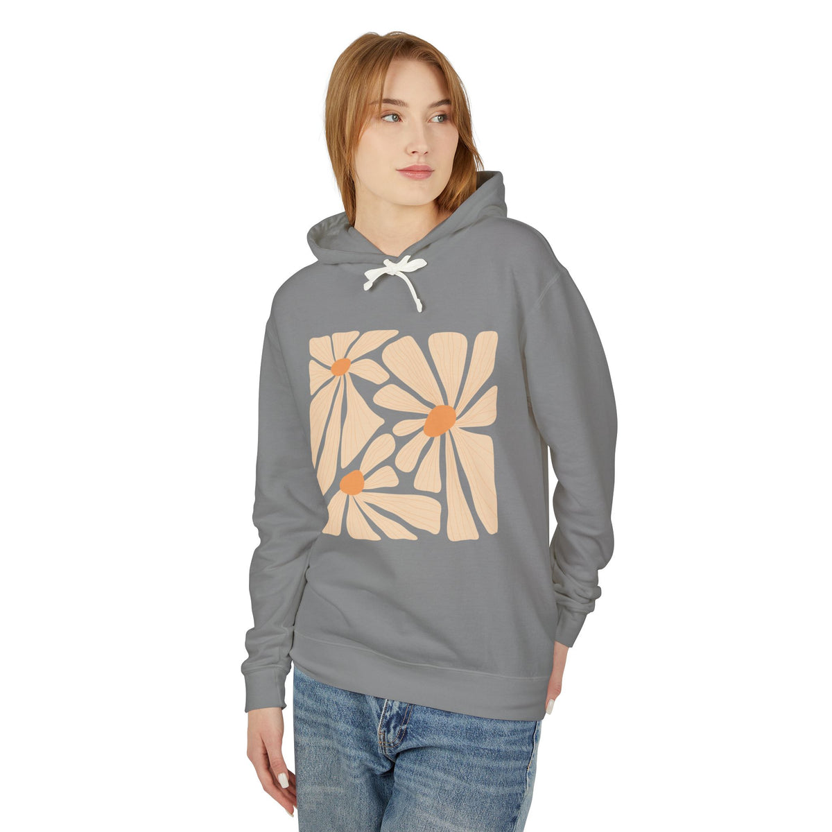 Daisy Square Lightweight Women's Hooded Sweatshirt