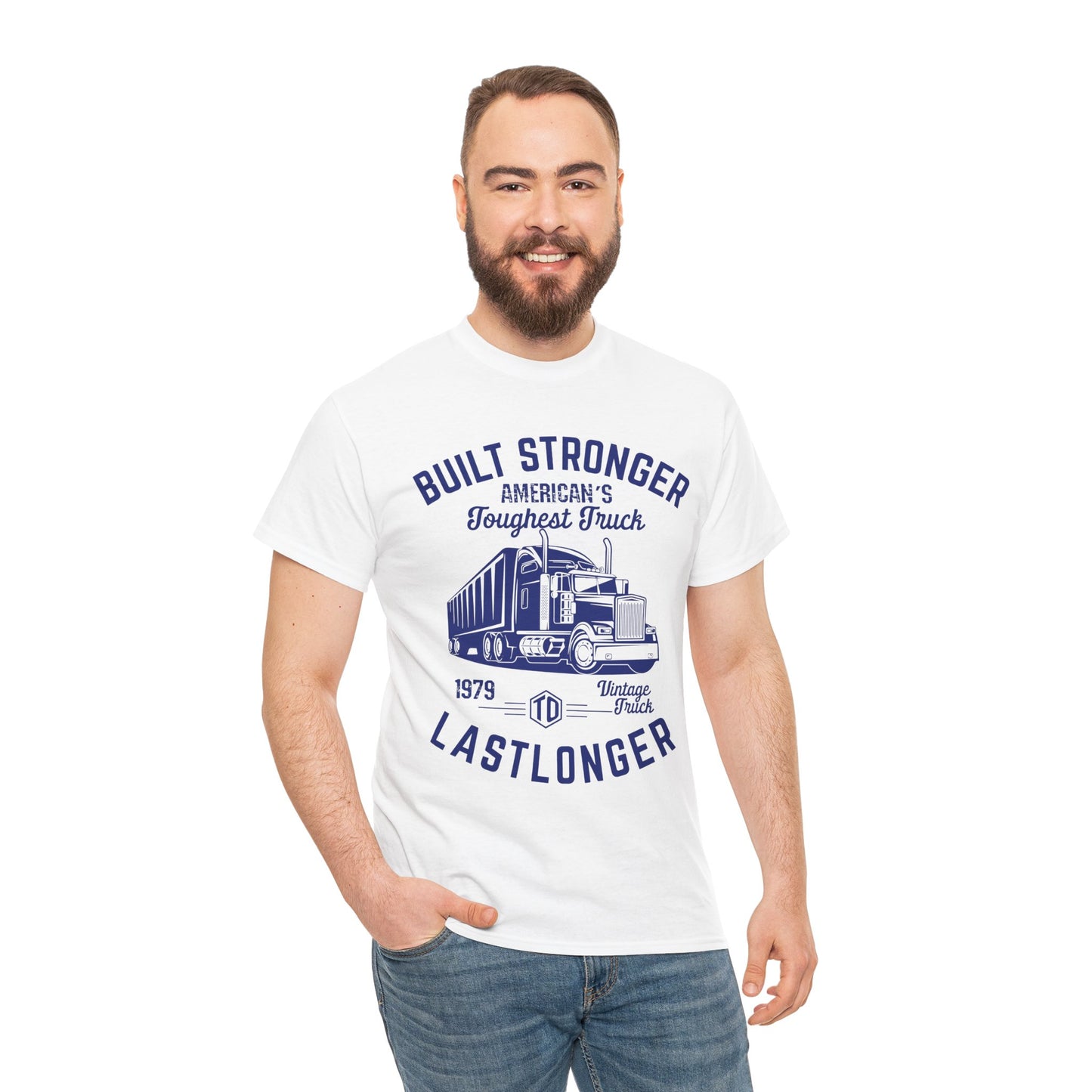 Built Stronger Last Longer Trucker Illustration Tee