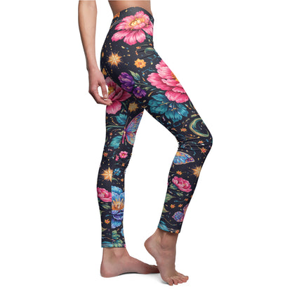 Floral Moon & Butterfly Women's Casual Leggings